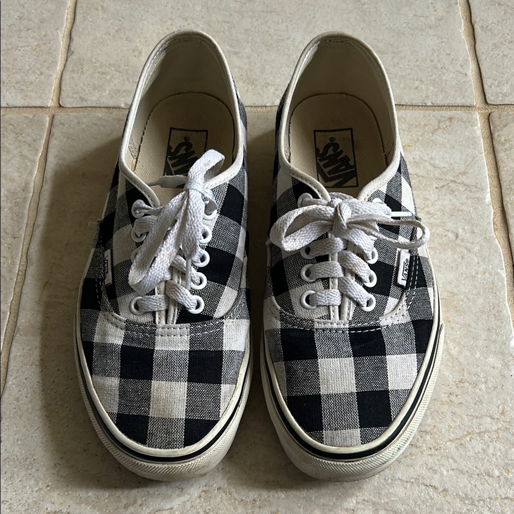 Vans Classic Black and White Plaid Sneakers